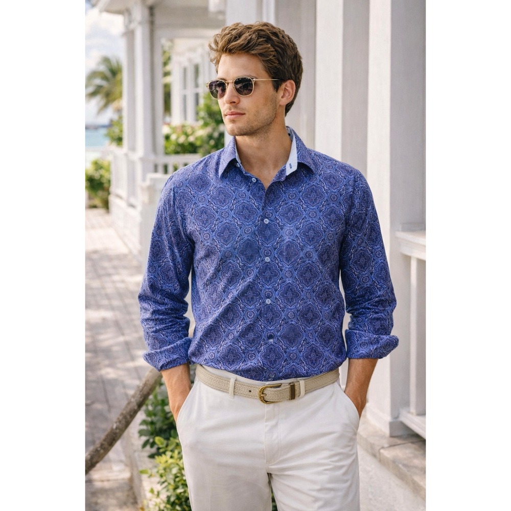 Vintage Tommy Hilfiger Y2K Paisley Button Up Shirt Mens Large 100s 2-Ply Cotton